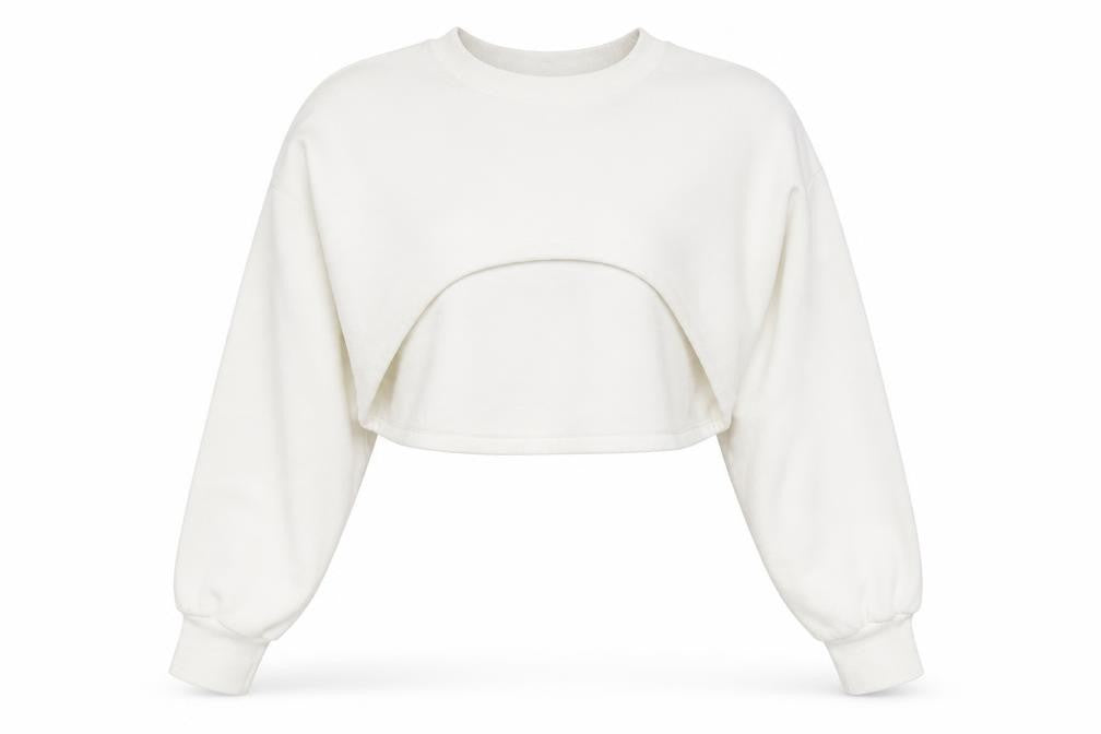Zara Women's White Pullover Sweatshirt, Size L, Casual Knit