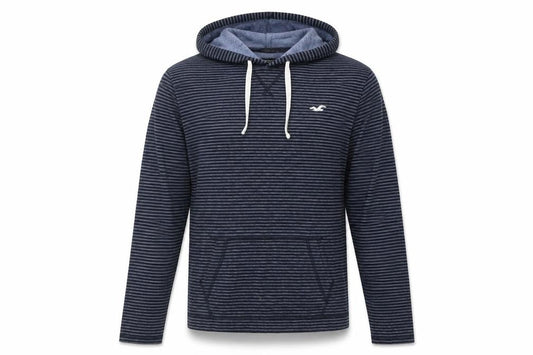 Hollister Men's Blue Striped Hoodie, Size S, Pullover Style
