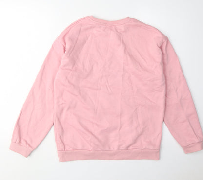 Back view of Disney at Primark girls’ pink stitch pullover sweatshirt 13-14y