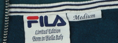 Fila Womens Green Medium 1/4 Zip Logo Henley Sweatshirt