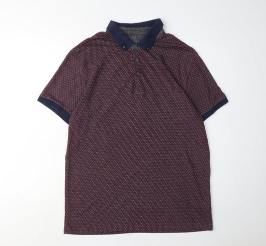 Red Herring Men's Multicoloured Polo, Medium, Graphic Print