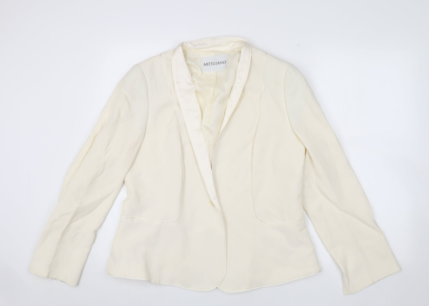 Artigiano Women's Ivory Blazer Shawl Collar Size 14