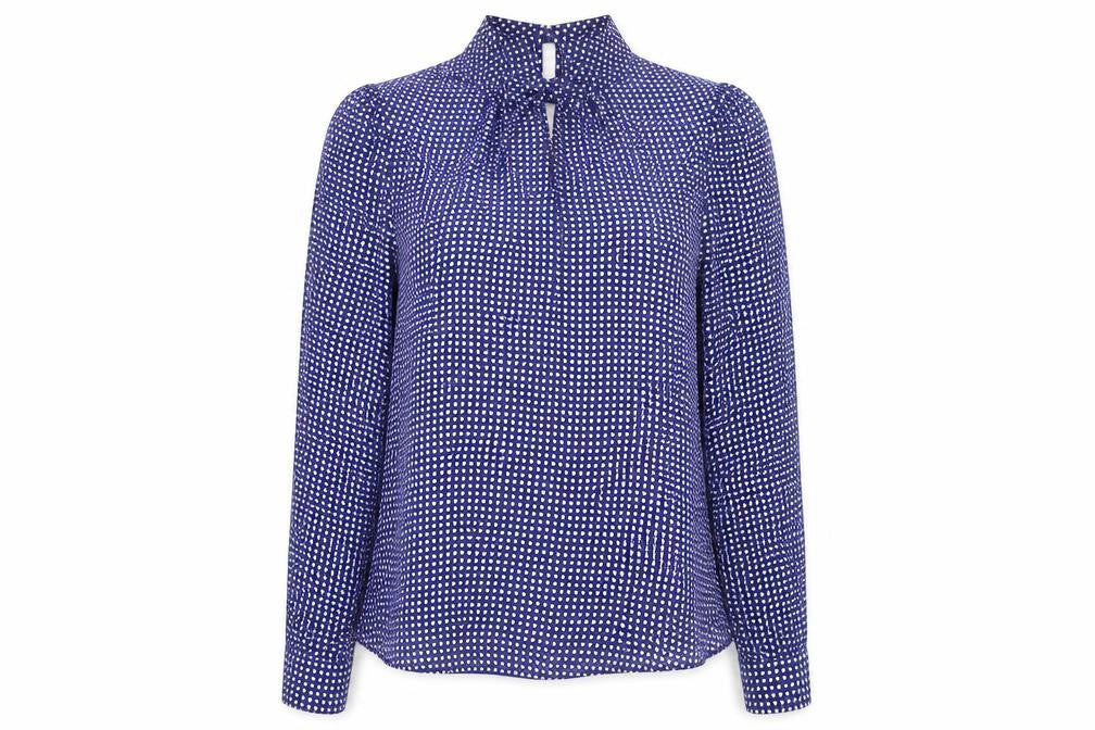Dorothy Perkins Women's Blue Geometric Blouse, Size 14