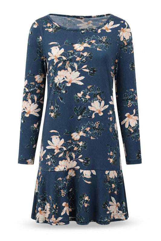 SOLO Women's Blue Floral Long Sleeve Dress, Size 8