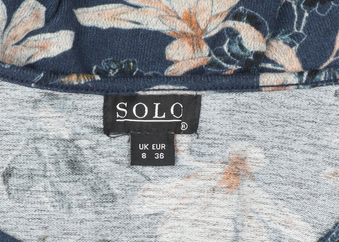 SOLO Women's Blue Floral Long Sleeve Dress, Size 8
