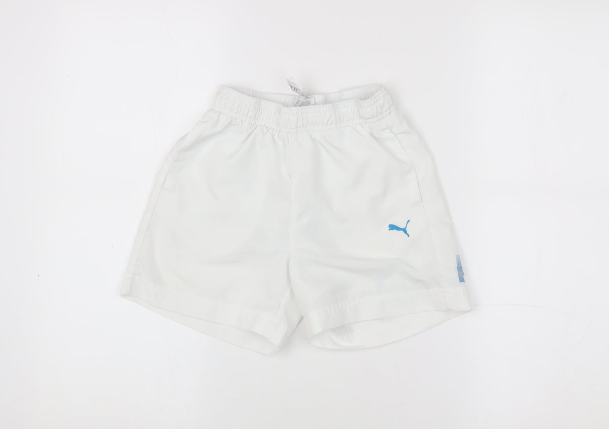 Puma Boys' White Athletic Shorts, Size 8, Quick Dry Activewear