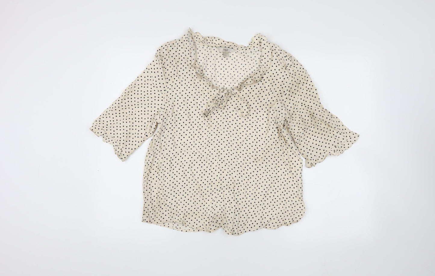 Marks and Spencer Women's Beige Polka Dot Blouse, Size 8