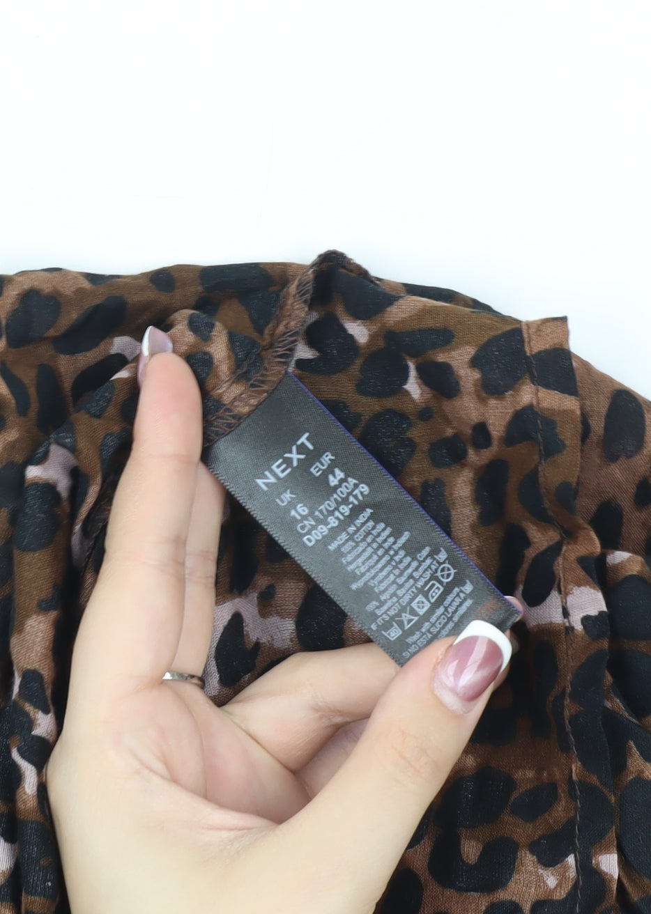 Next Women's Brown Animal Print Top Size 16