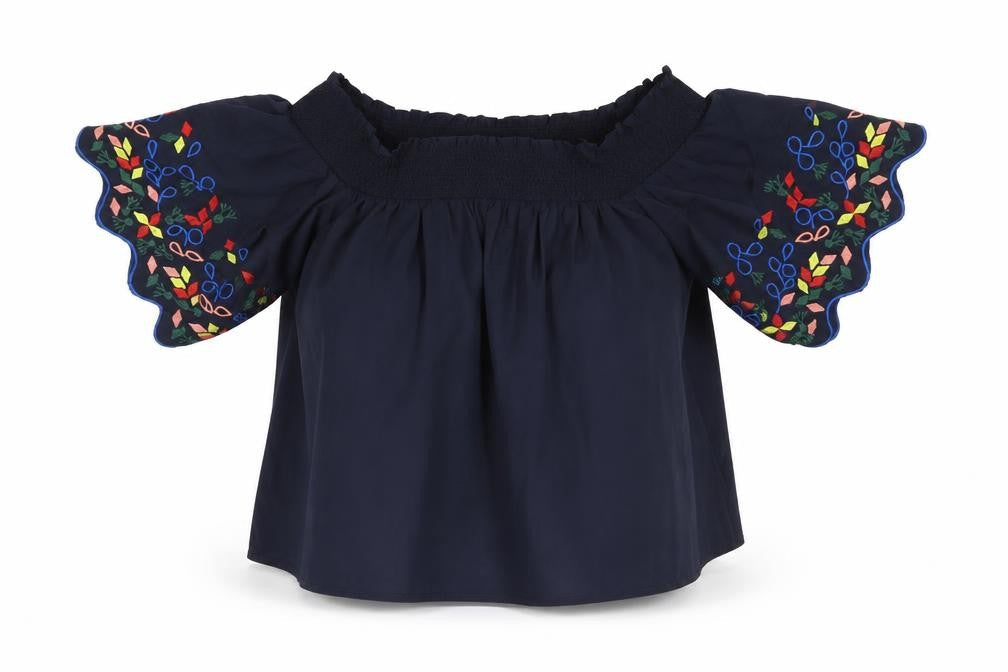 Marks & Spencer Women's Blue Off Shoulder Top, Size 14