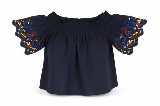 Marks and Spencer Women's Blue Off Shoulder Top, Size 14