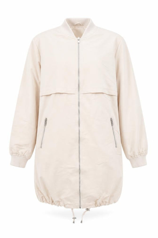 New Look Women's Beige Long Bomber Jacket Size 10