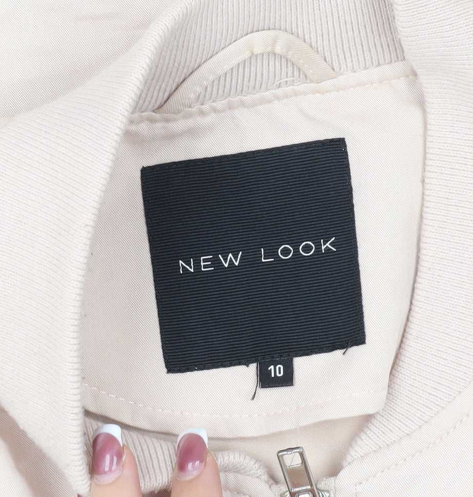 New Look Women's Beige Long Bomber Jacket Size 10