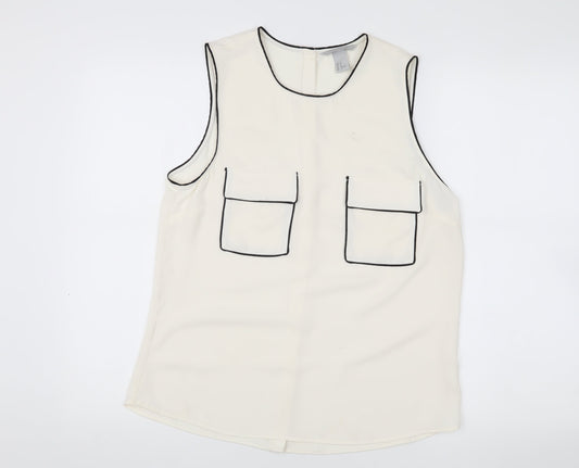 H&M Women's White Sleeveless Blouse Size 12