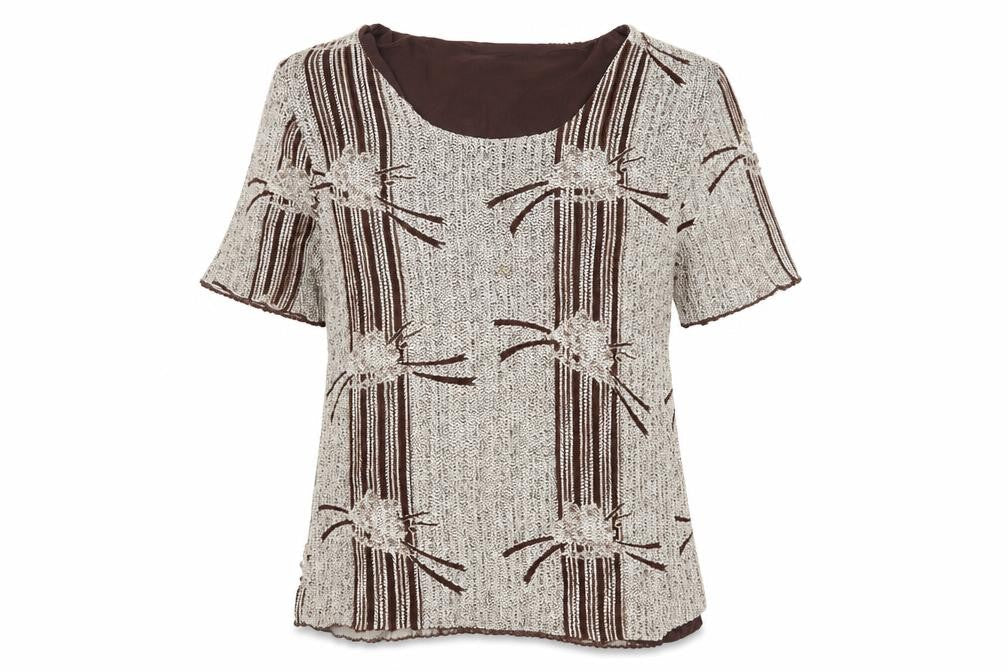 Bassini Women's Brown Geometric Knit Top XL