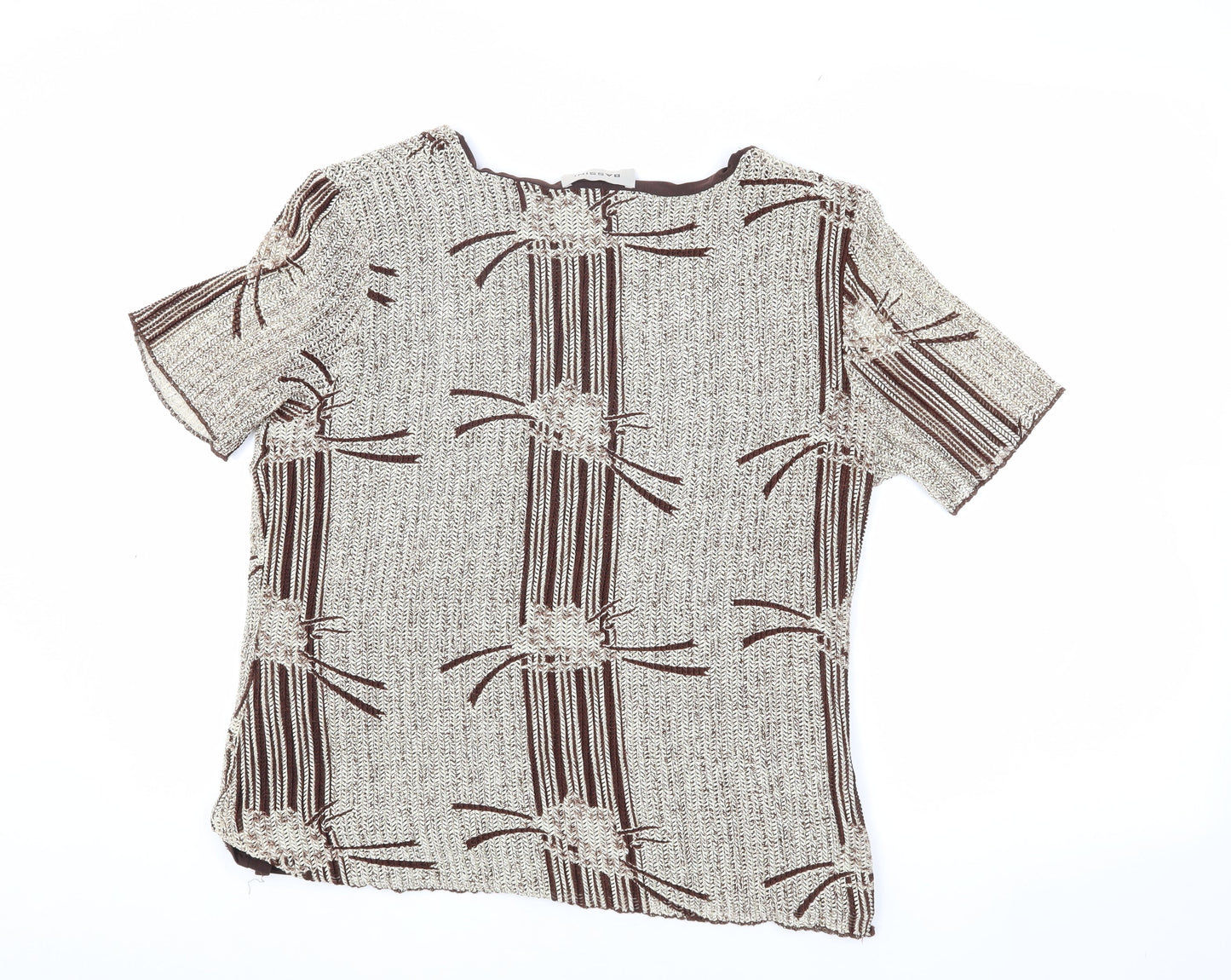 Bassini Women's Brown Geometric Knit Top XL