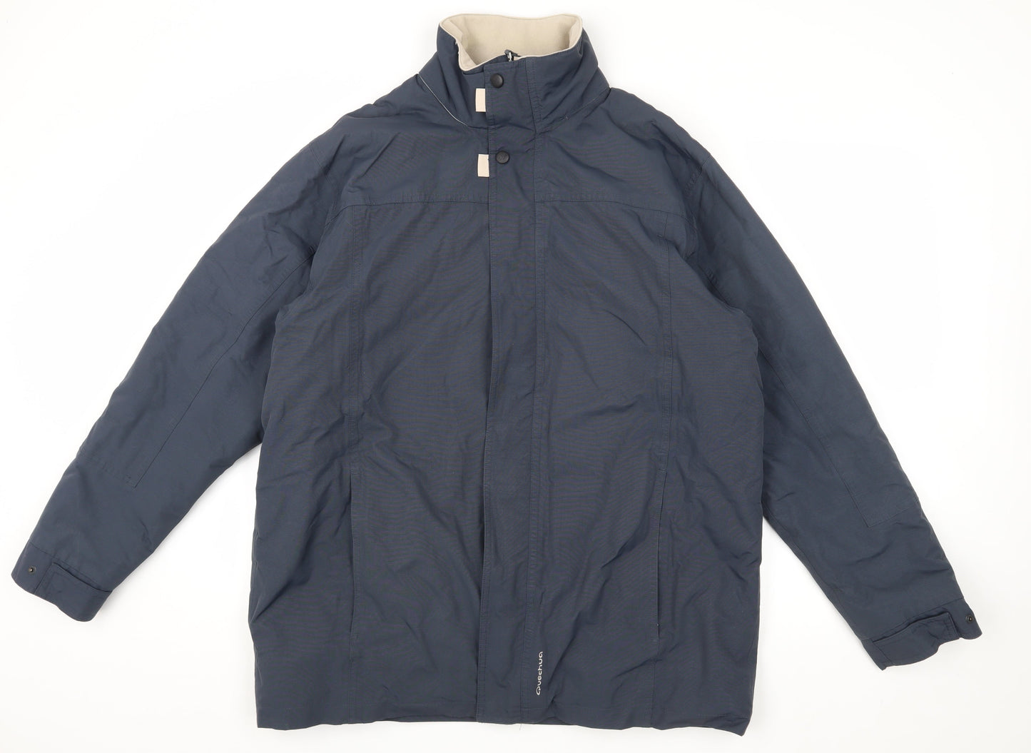 Quechua Men's Blue Regular Fit Mid-Length Jacket