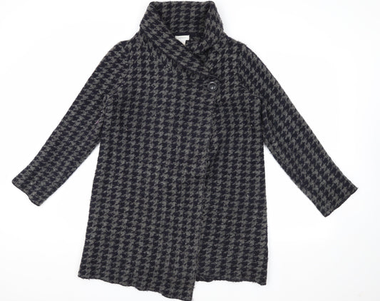 Kenar Women's Black & Grey Houndstooth Cape L