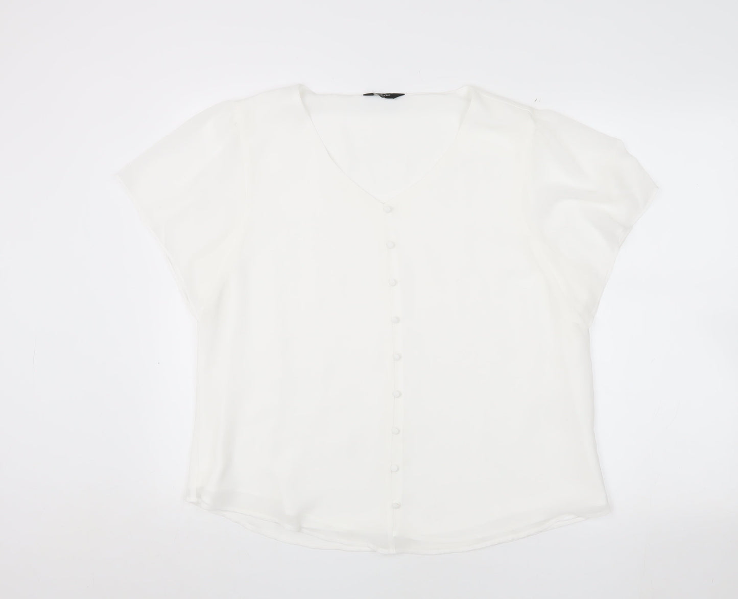 Emreco Women's White V-Neck Blouse Size 16