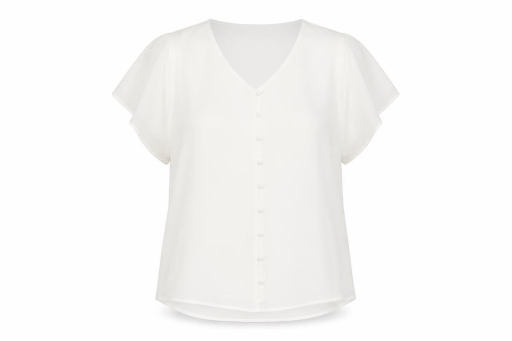 Emreco Women's White V-Neck Blouse Size 16