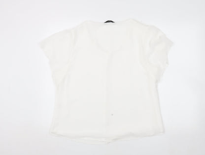 Emreco Women's White V-Neck Blouse Size 16