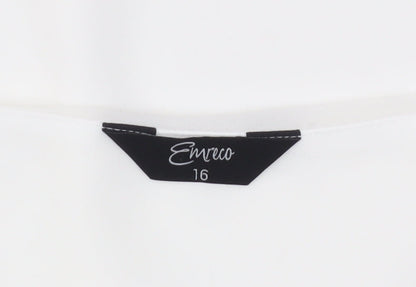 Emreco Women's White V-Neck Blouse Size 16