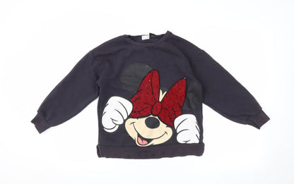 Front view of Disney girls’ black sequin minnie mouse sweatshirt 10 years