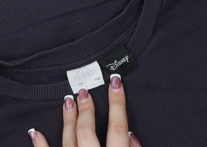 Close-up detail of Disney girls’ black sequin minnie mouse sweatshirt 10 years