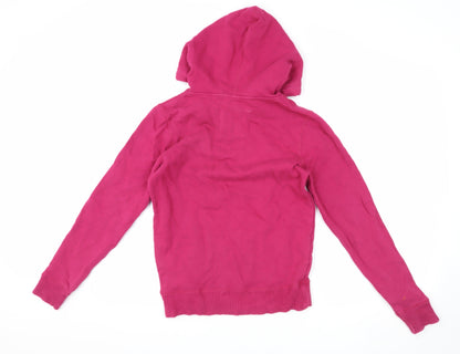 Preloved Jack Wills Women's Pink Pullover Hoodie Size 8 - Front