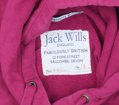 Preloved Jack Wills Women's Pink Pullover Hoodie Size 8 - Back