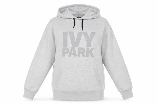 Front view of Ivy Park Women's Grey Pullover Hoodie S
