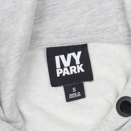 Close-up detail of Ivy Park Women's Grey Pullover Hoodie S