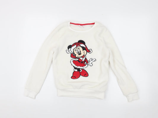 Disney Girls Minnie Mouse White Fleece Top 7-8Y Christmas
