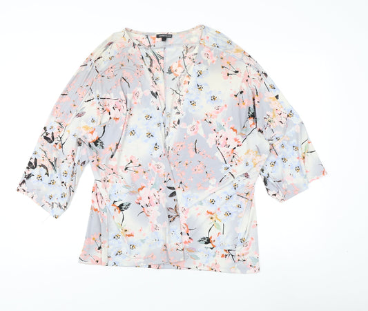 Warehouse Women Multicoloured Floral Lightweight Open Front Cardigan L
