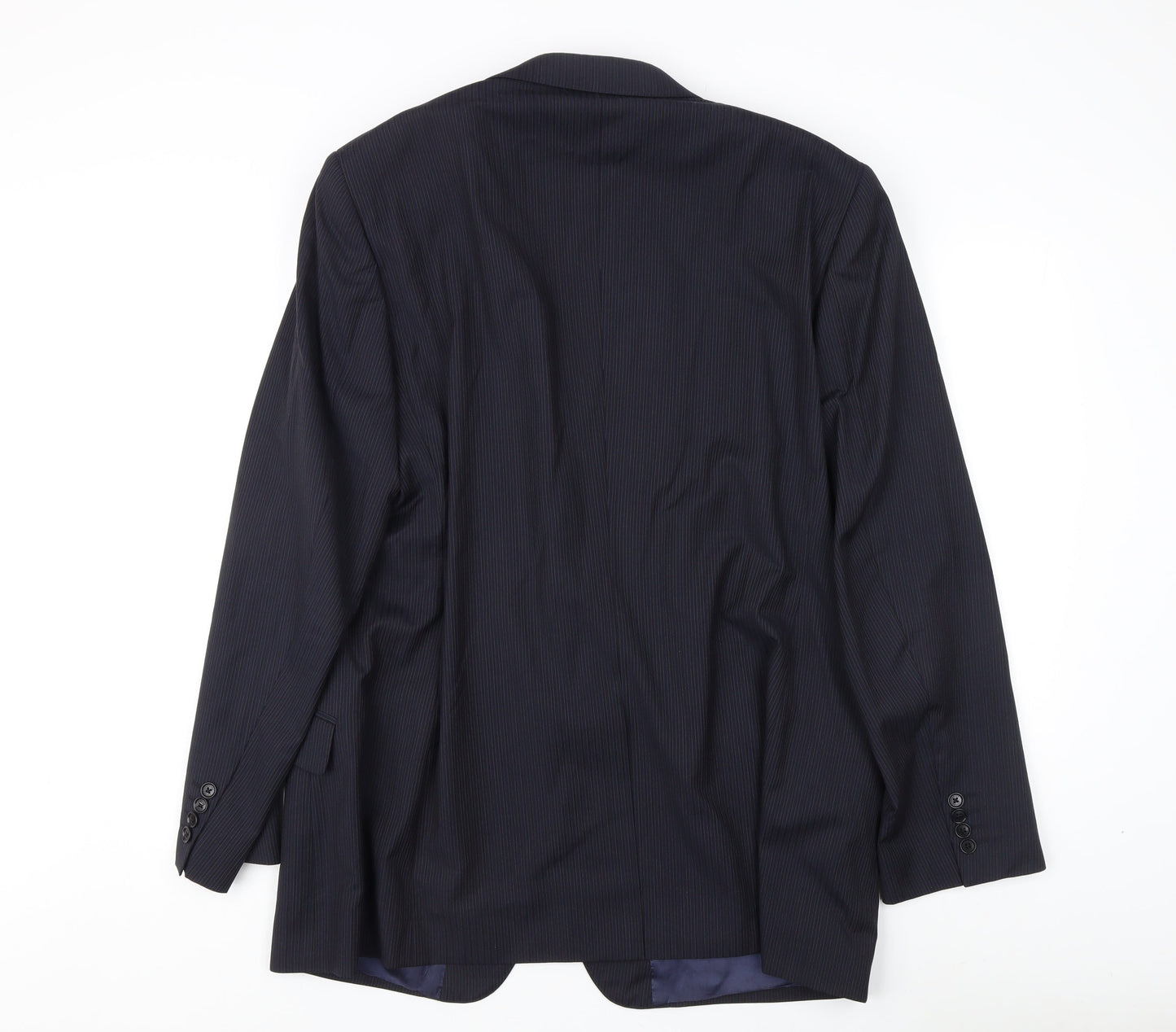 Men's Blue Wool Single-Breasted Blazer, Size 48R