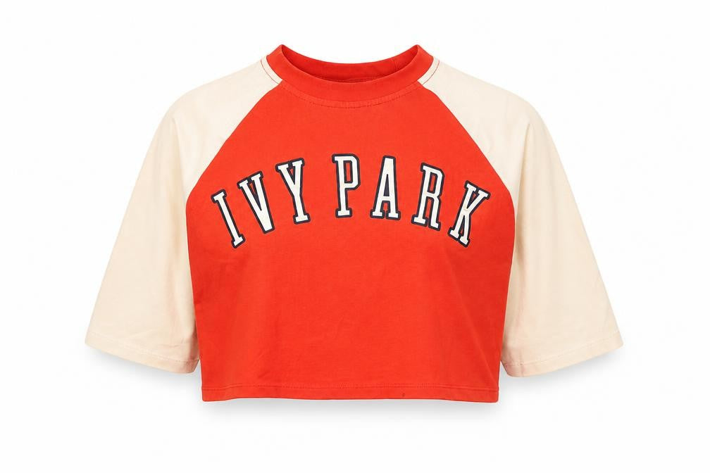 Ivy Park Women's Red Cropped T-Shirt Size XS