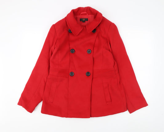 Zink London Women's Red Wool Pea Coat L