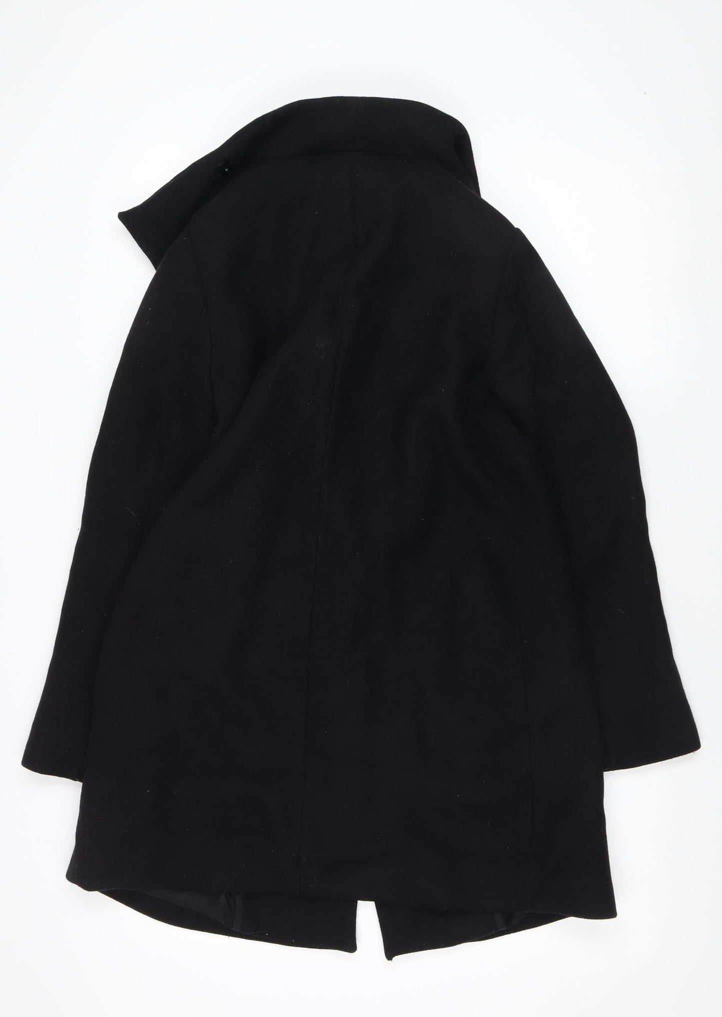 Zara Women's Black Wool Belted Overcoat, Size S