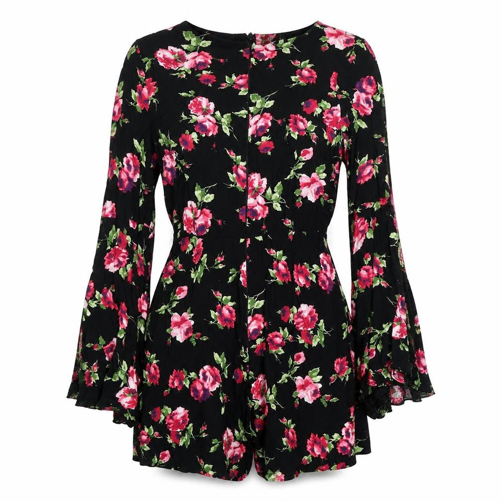 AX Black Floral Playsuit Women S Spring/Summer