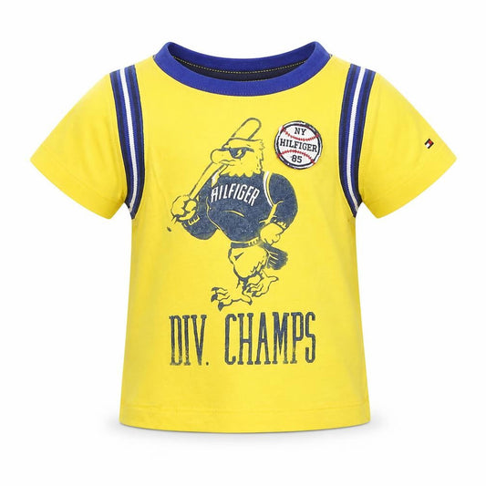 Tommy Hilfiger Baby T-Shirt, Yellow, 6-9 Months, Sports Style
