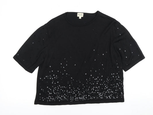 Viyella Women's Black Sequin Knit Top L