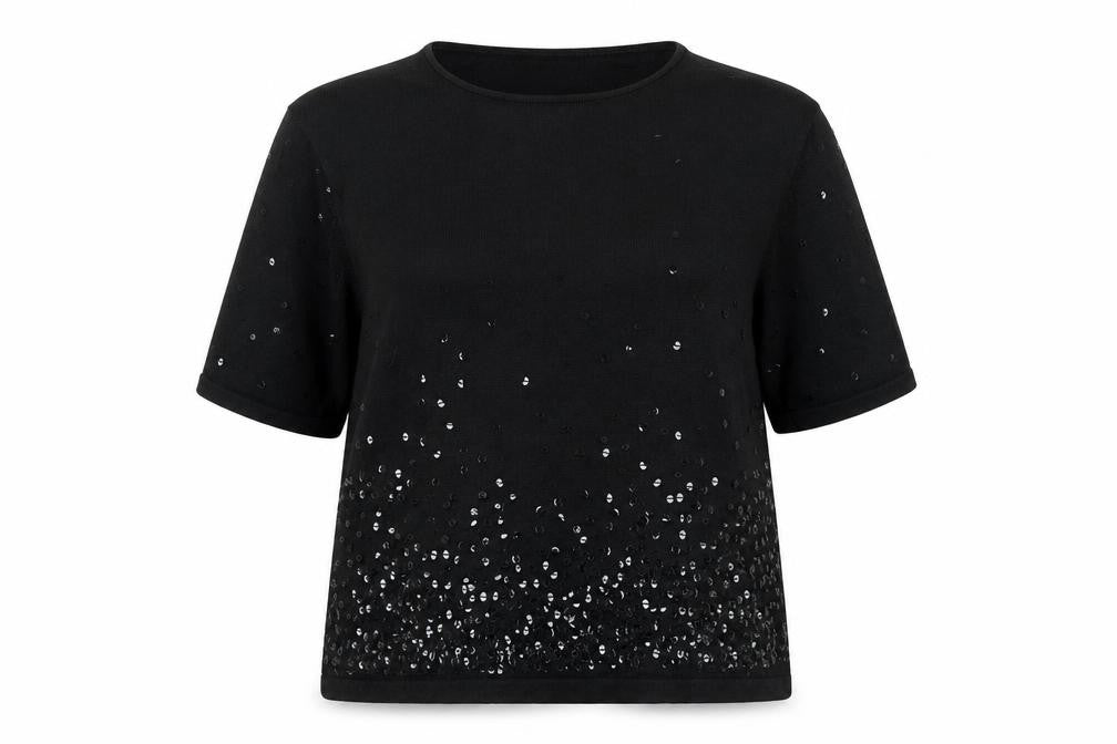 Viyella Women's Black Sequin Knit Top L