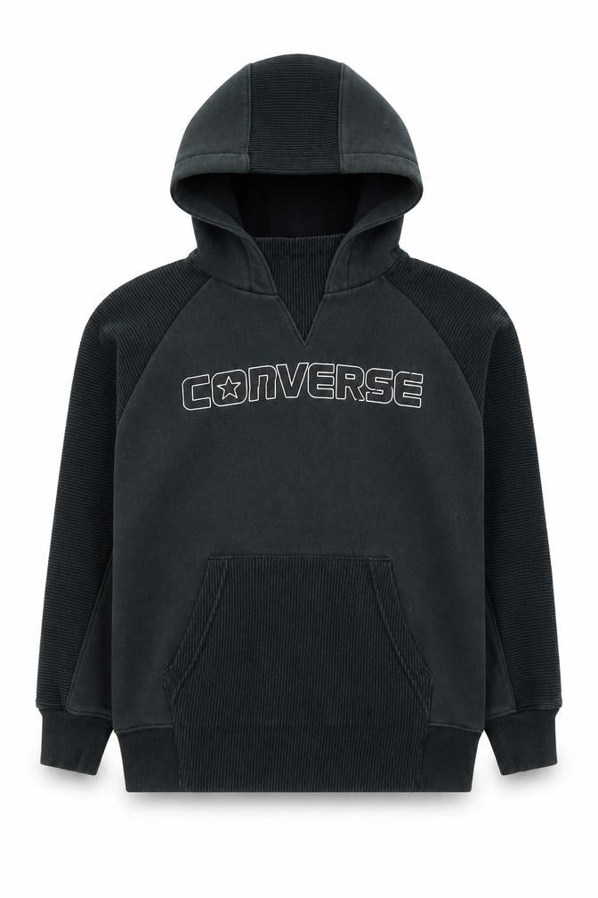 Converse Boys Black Pullover Hoodie, Logo Accent, Size L