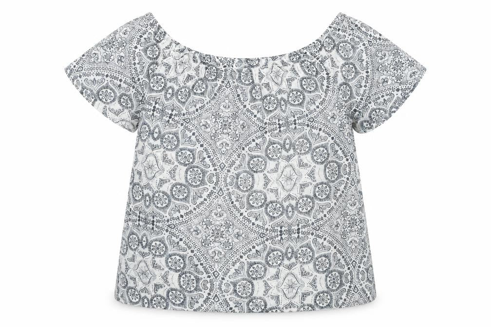 Fat Face Women's Off-Shoulder White Geometric Top