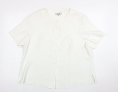 Additional front view of Honor Millburn Women's White Button-Up Top, size 22