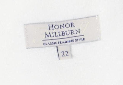Close-up detail of Honor Millburn Women's White Button-Up Top, size 22