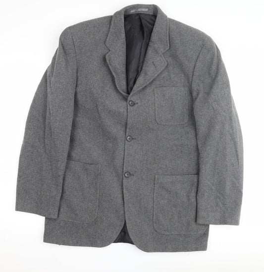 Quo Men's Grey Wool Blazer, Size 40, Formal Wear