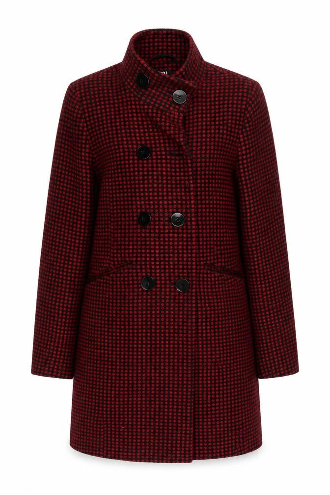 Debenhams Women's Red Checked Pea Coat Size 10