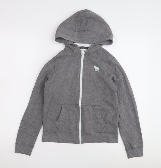 Abercrombie Kids Boys Grey Full Zip Hoodie, Size 11-12
