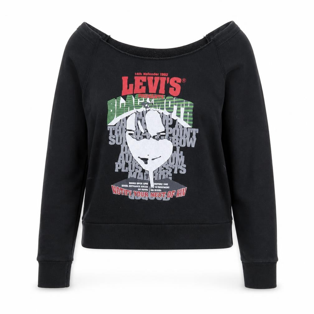 Levi's Women Black S Sweatshirt Boat Neck
