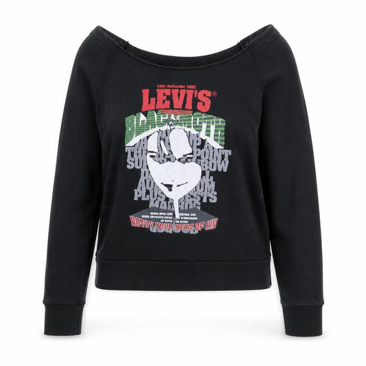 Levi's Women Black S Sweatshirt Boat Neck
